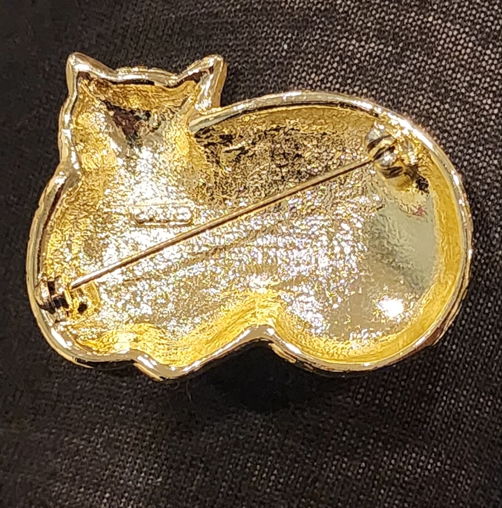Vintage Signed Ajc Gold Patchwork Cat Brooch - image 5